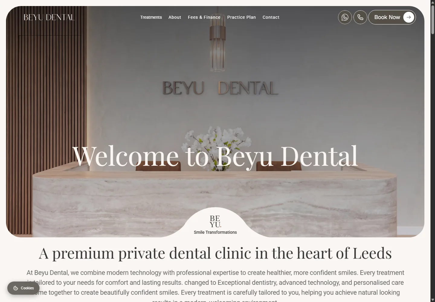 Beyu Dental homepage at a desktop viewport