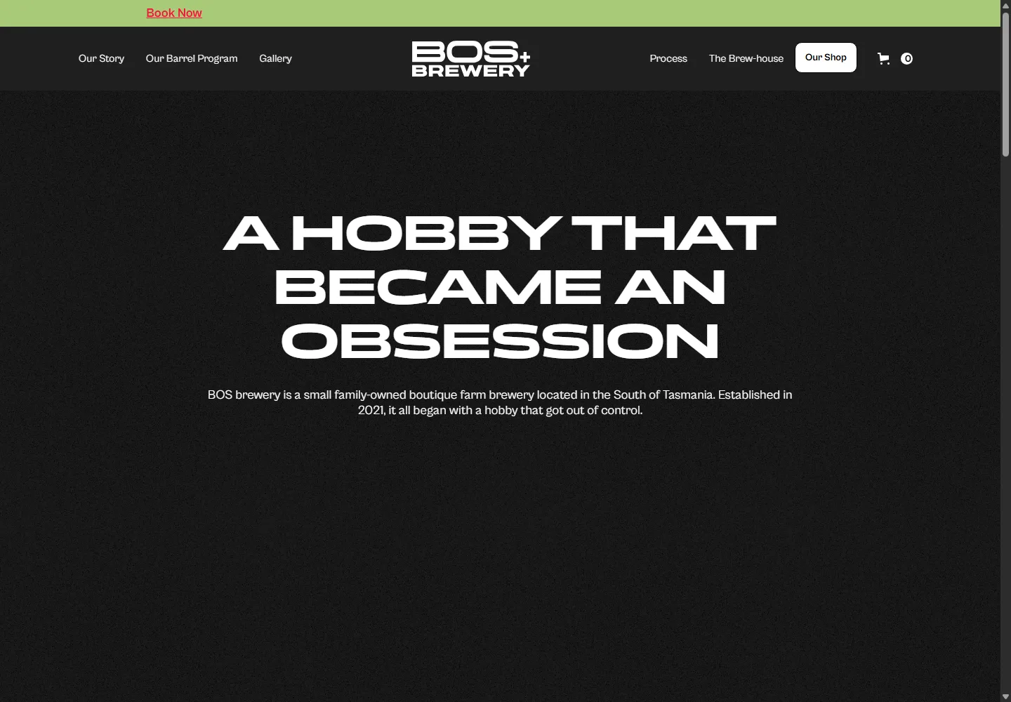 BOS Brewery homepage at a desktop viewport