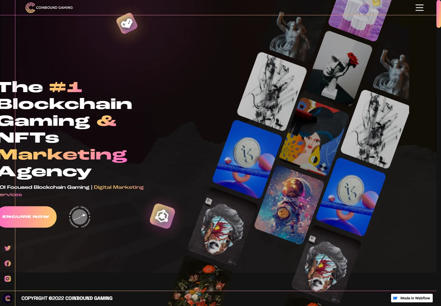 Coinbound Gaming homepage at a desktop viewport