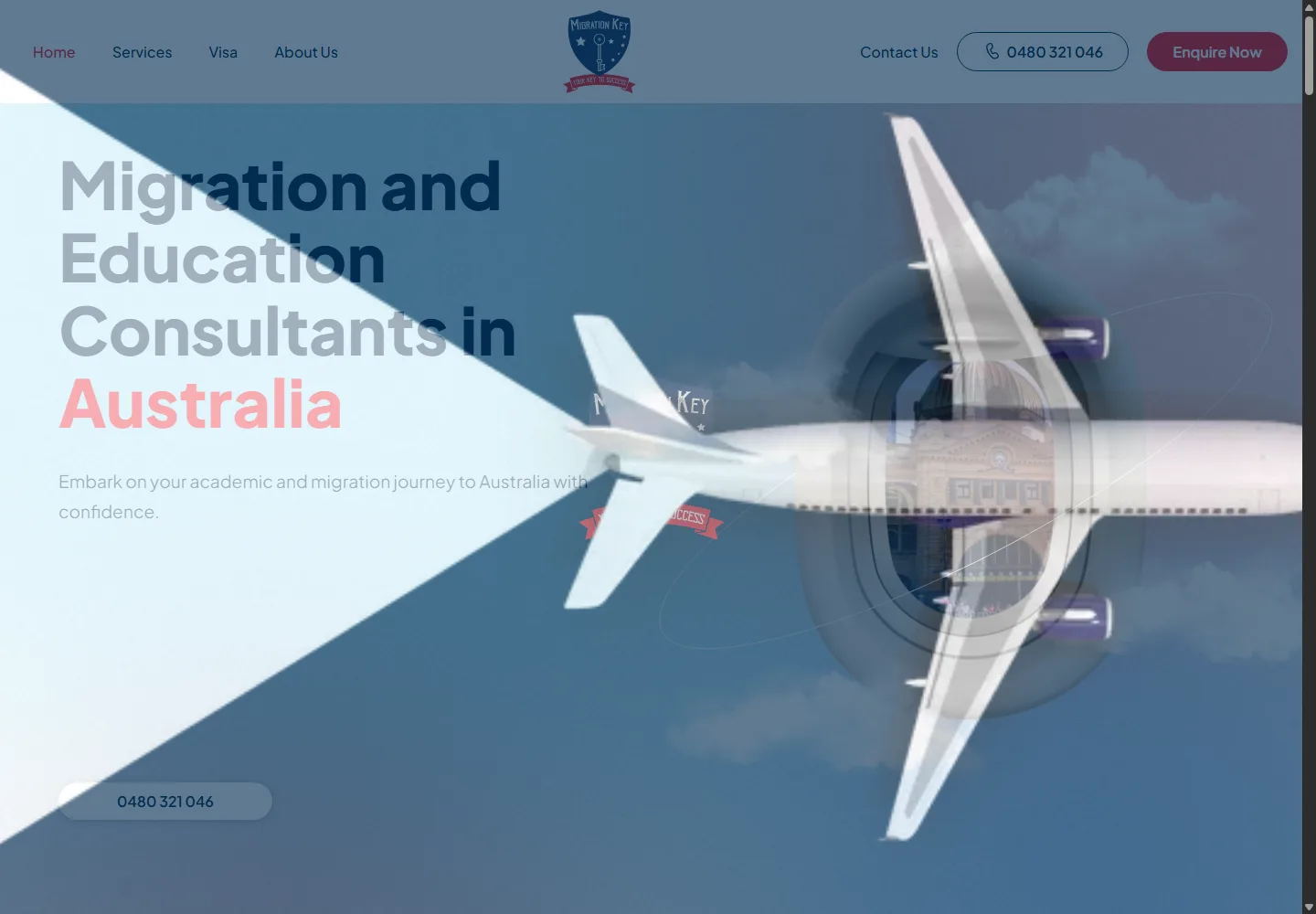 Migration Key homepage at a desktop viewport