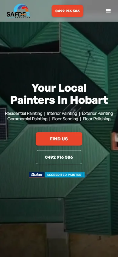 Safder Painting homepage at a mobile viewport