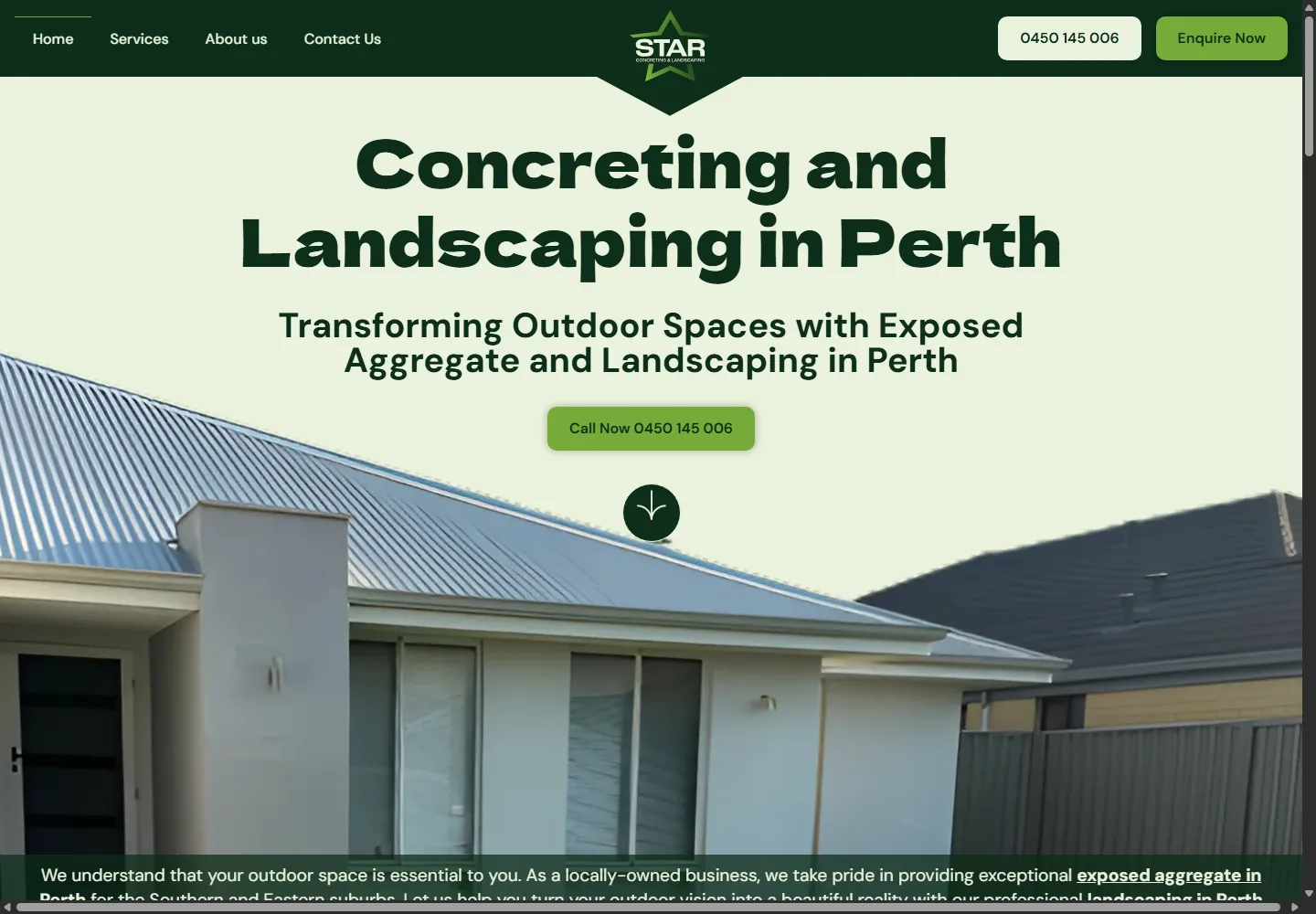 Star Concreting & Landscaping homepage at a desktop viewport