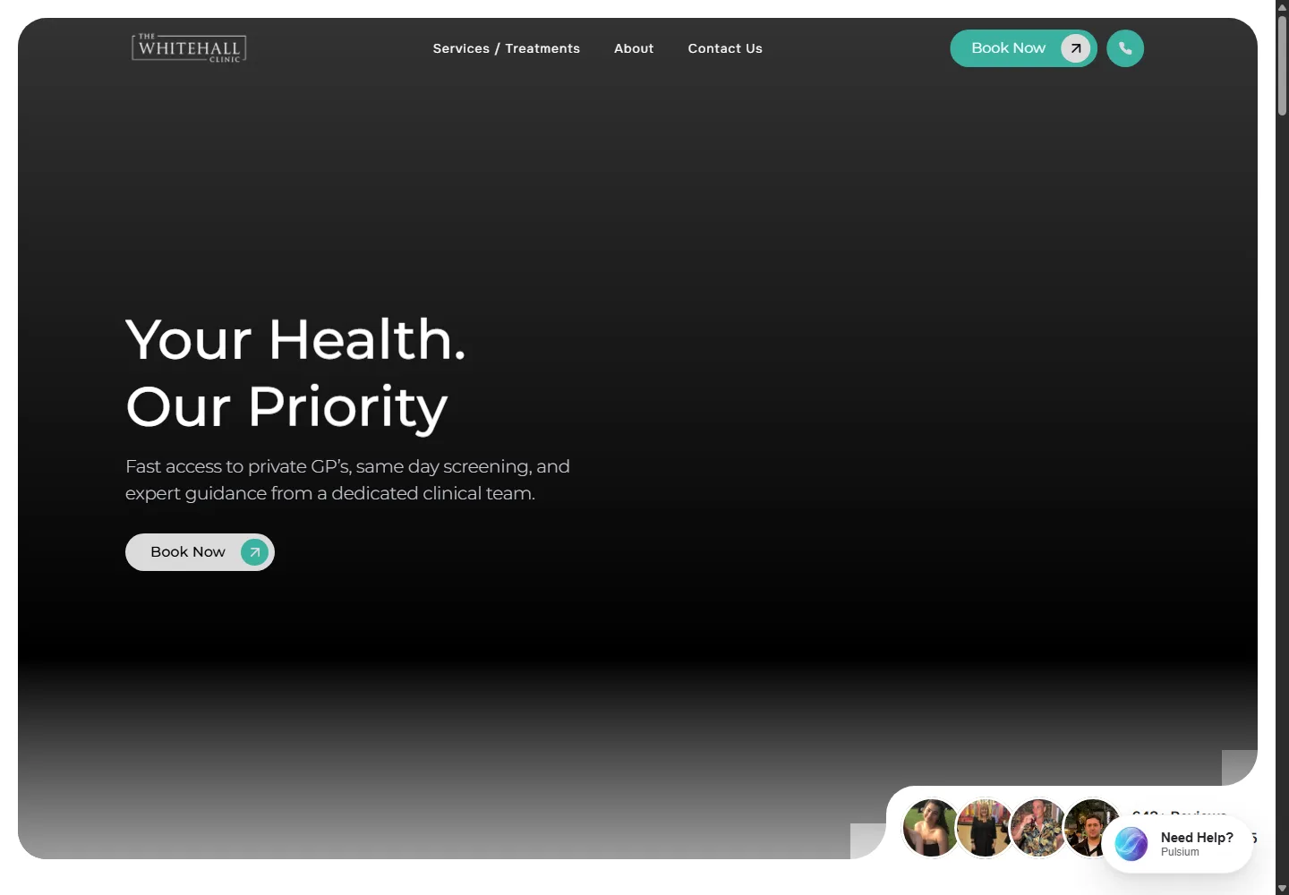 The Whitehall Clinic homepage at a desktop viewport